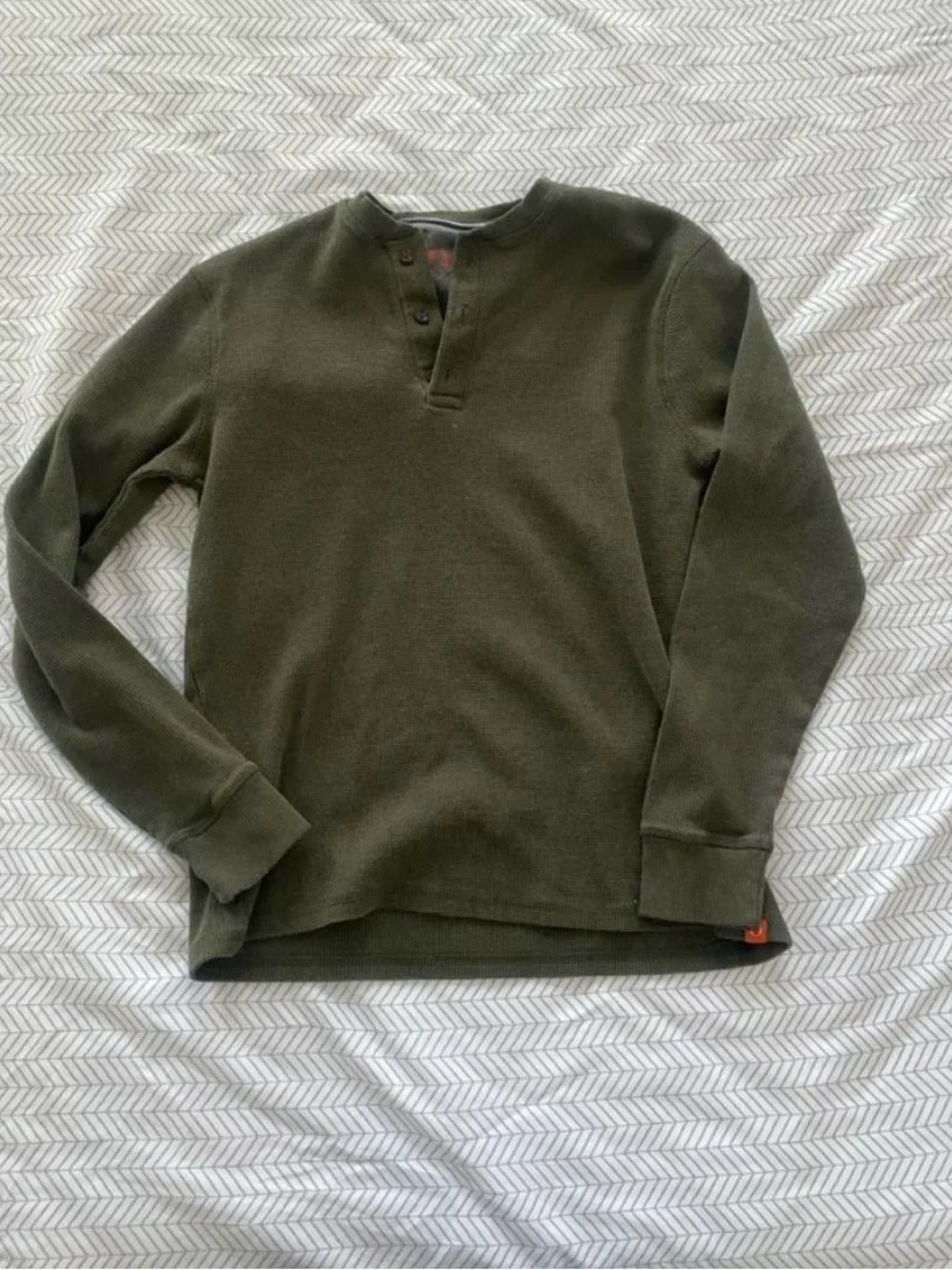 Olive Green Henley Knit Pullover